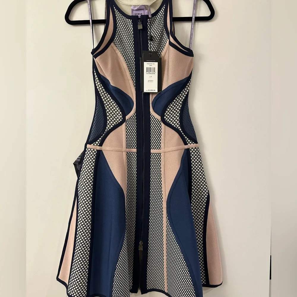 Herve Leger Natia Dress in Navy and multicolor size S - Picture 7 of 10